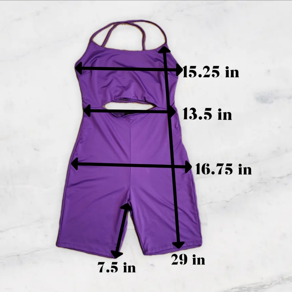 Purple Back Drawstring Romper - Picture 7 of 7